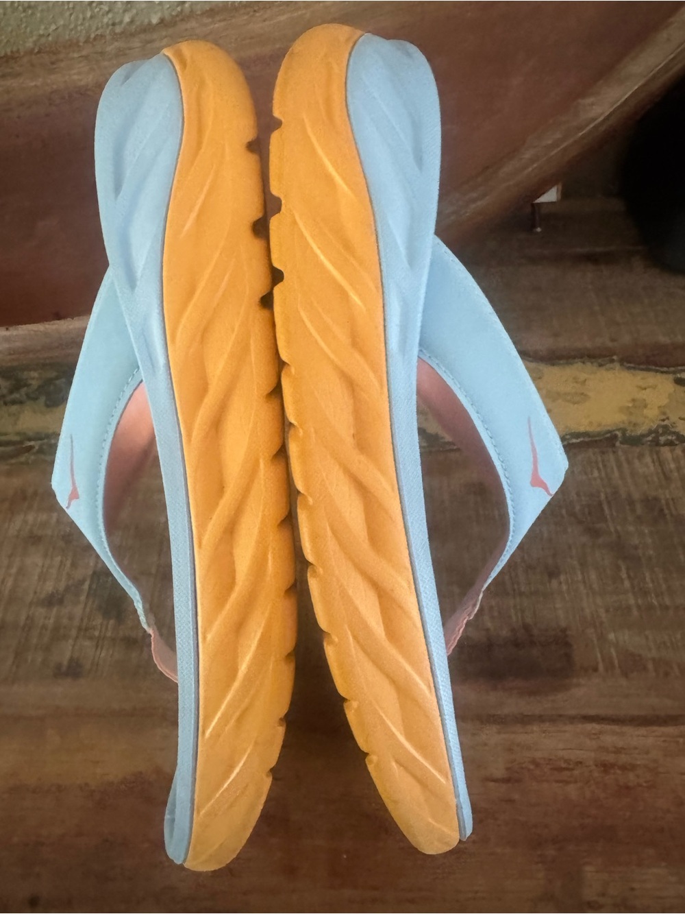 HOKA one one ora recovery Women's Light Blue and Orange Women’s Thong Sandals - Picture 4 of 6